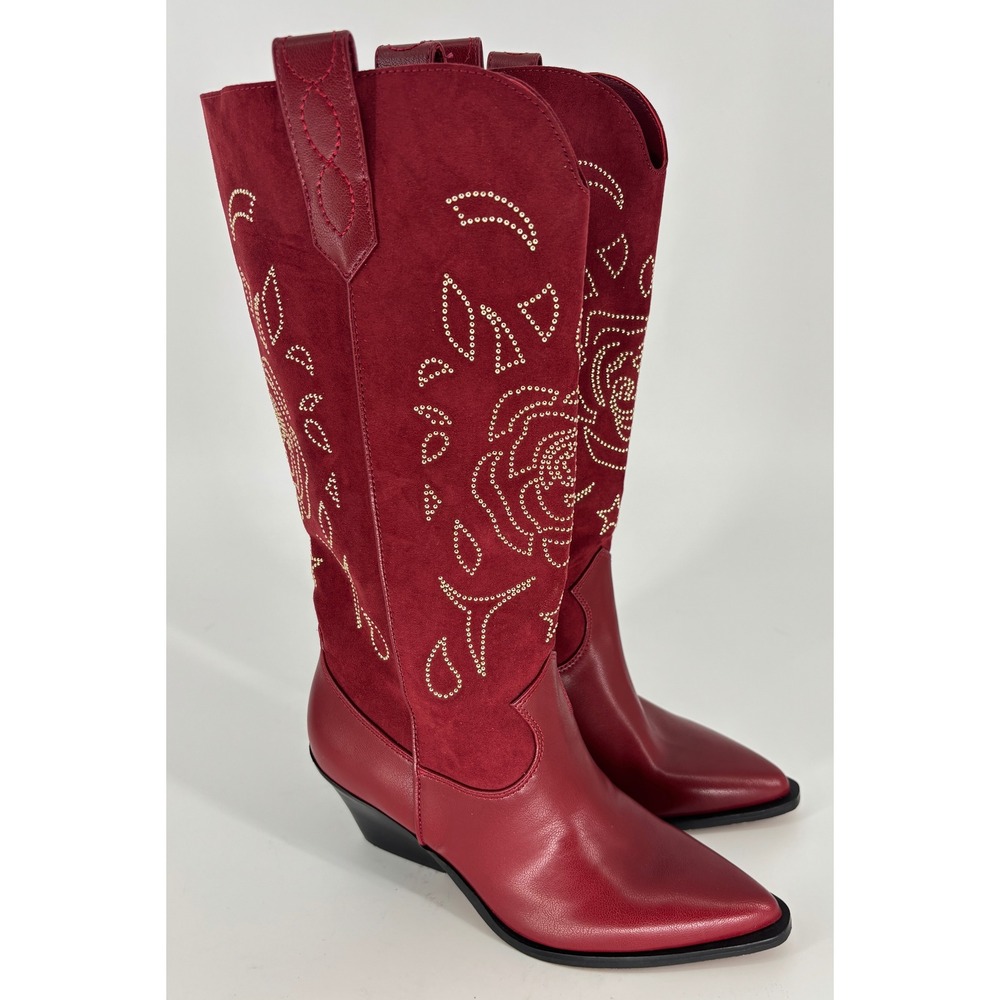 Jessica Simpson Zodra Western Boots Chili Pepper Women Size 6.5 Studded Suede